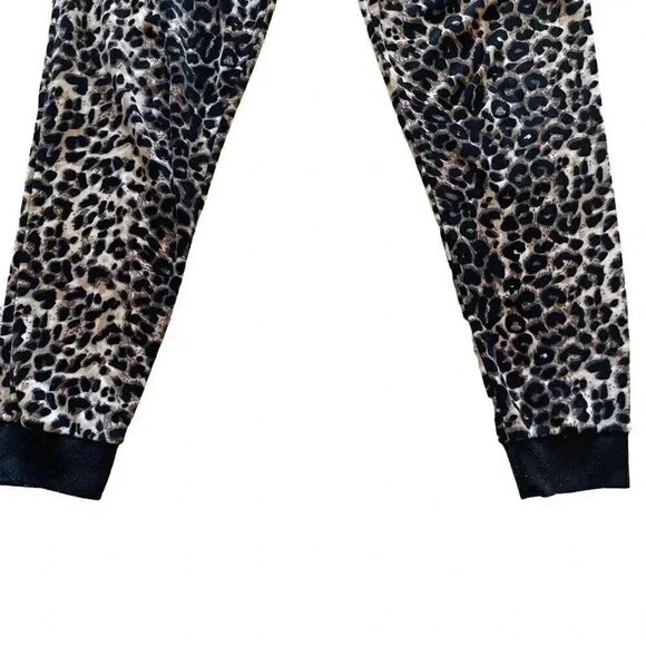 Always Women’s Trendy Cheetah Print Brown Black Cozy Jogger Pants SZ S # 1048 - Picture 3 of 12